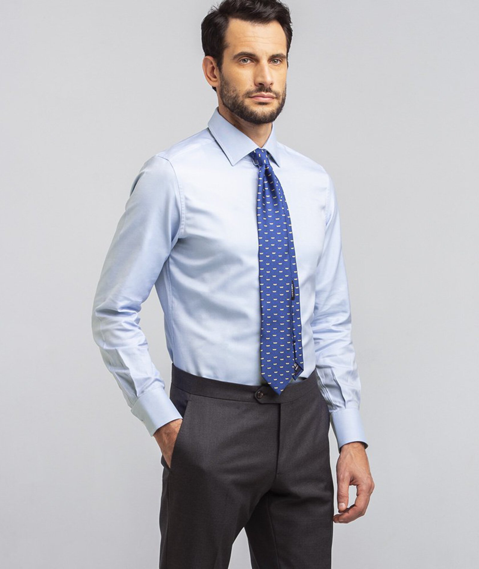 Camicia da uomo su misura, Canclini, Azzurra Oxford, Quattro Stagioni | Lanieri product