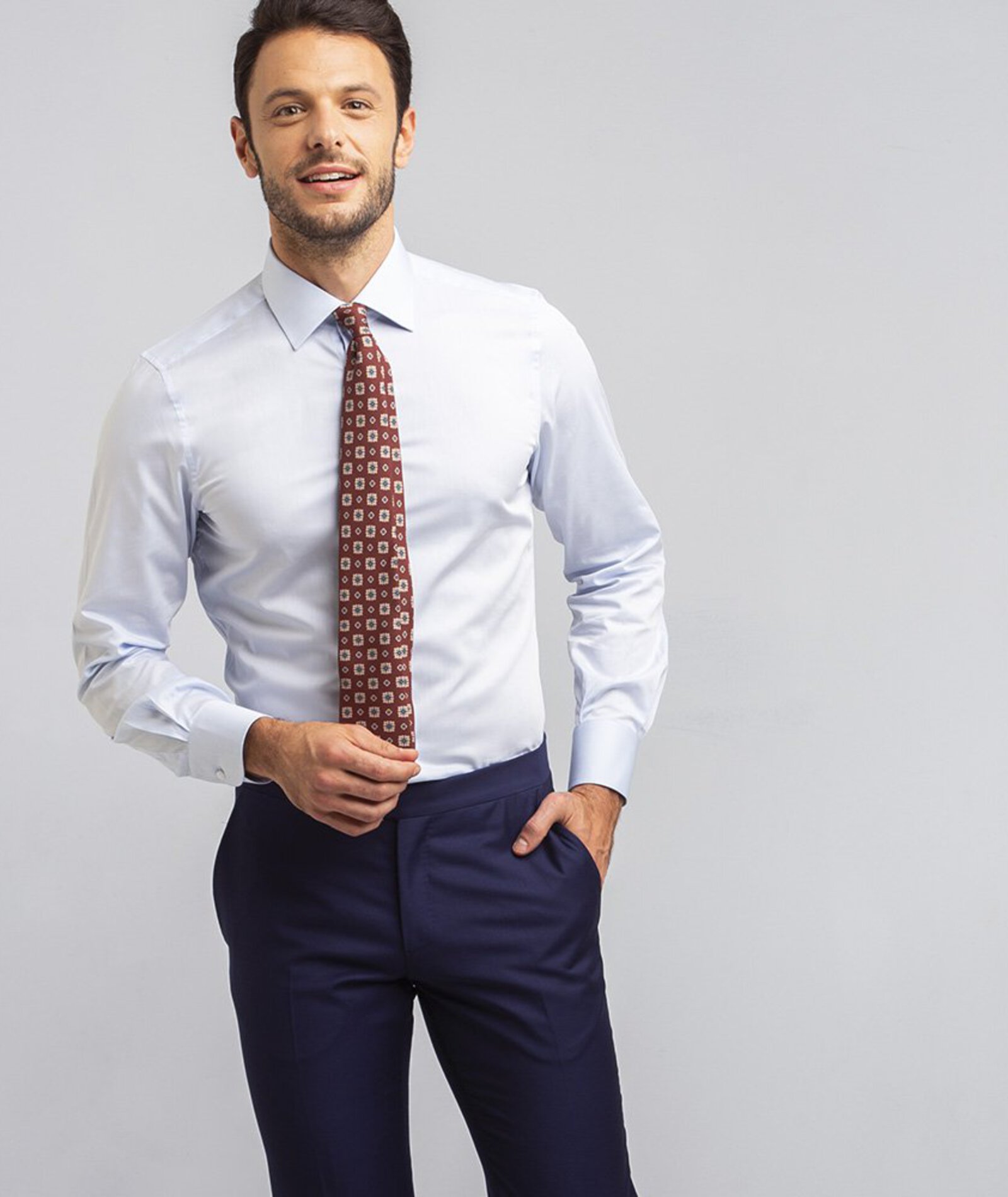 Image of Camicia da uomo su misura, Canclini, Azzurra Twill Cotone, Quattro Stagioni | Lanieri