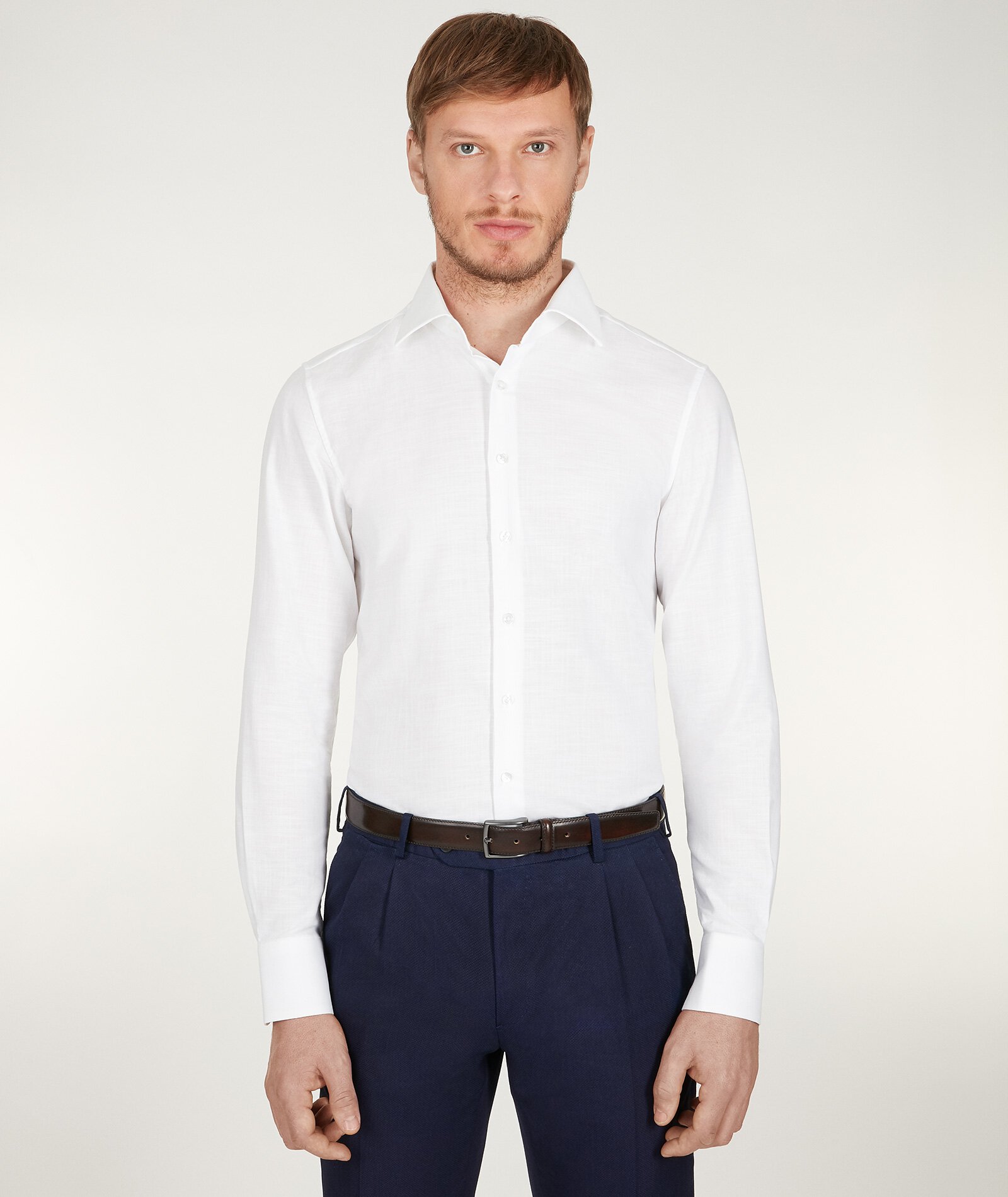 Pinpoint White Cotton Men's Tailored Shirt for Ultimate Style | Lanieri