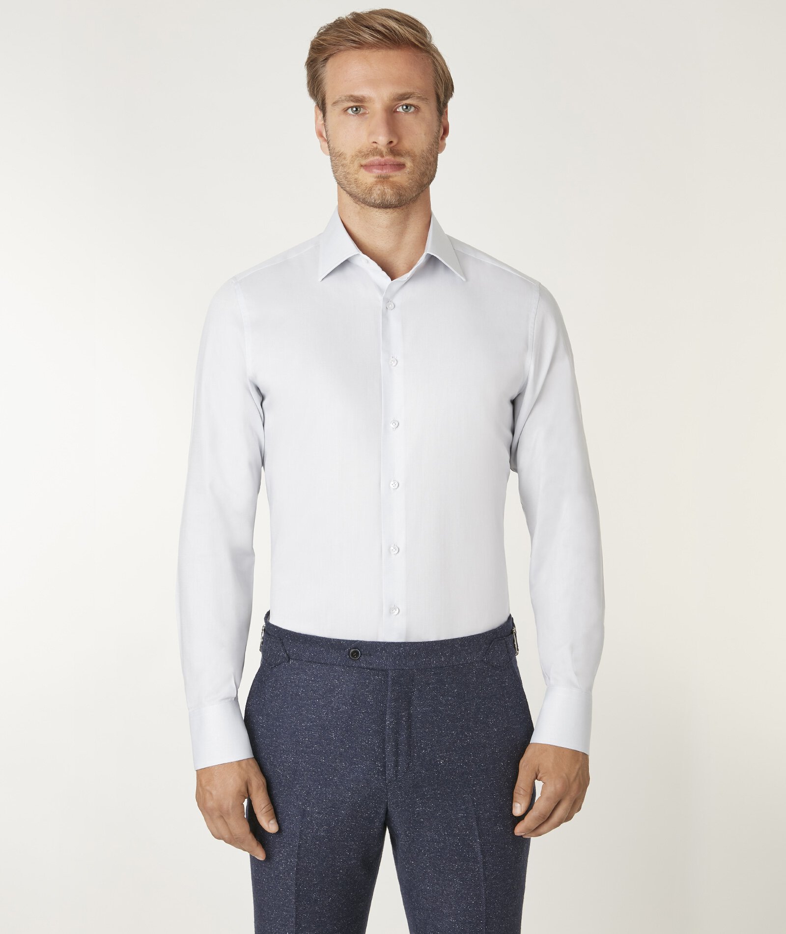 Image of Camicia da uomo su misura, Canclini, 100% Cotone Grigio Quattro Stagioni, Quattro Stagioni | Lanieri