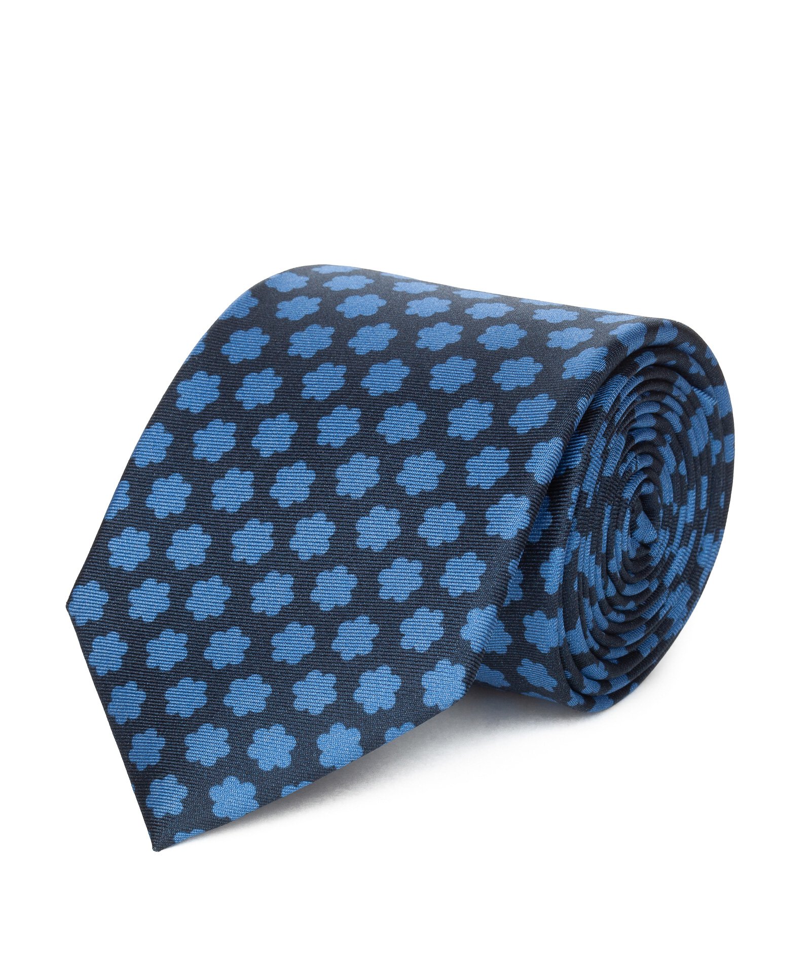 Image of Cravatta su misura, Lanieri, Pura Seta Blu Scuro Microdesign, Quattro Stagioni | Lanieri