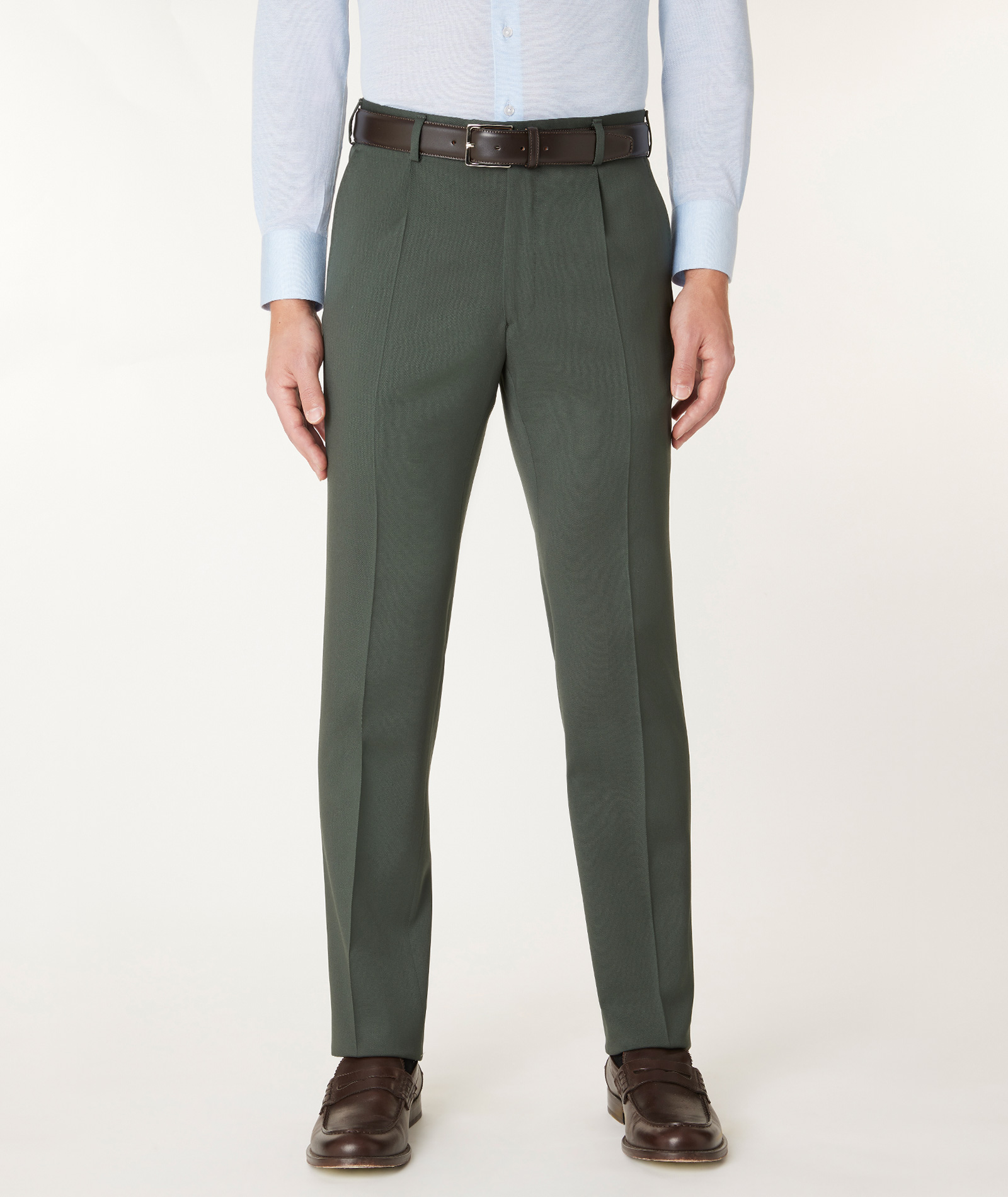 Twill Olive Green Stretch Merino Wool Men's Chinos, Made to Measure ...