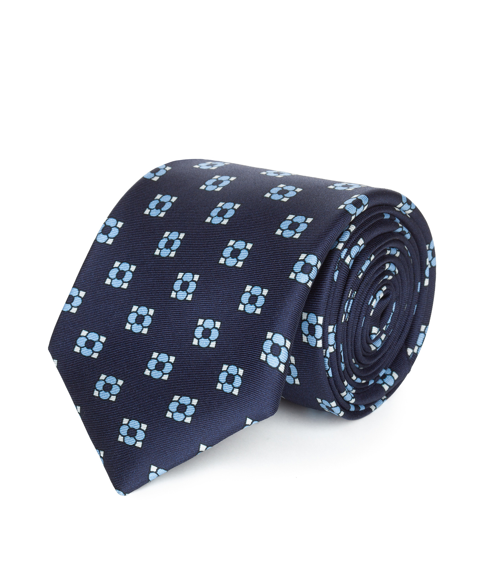 Image of Cravatta su misura, Lanieri, twill Blu Seta Microdisegni, Quattro Stagioni | Lanieri