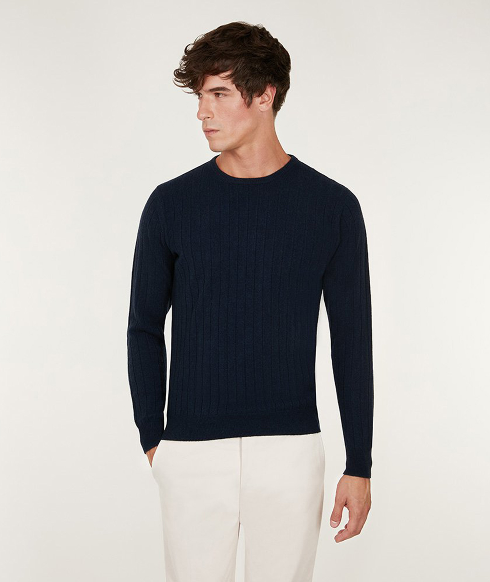 Blue Cashmere Men's Sweater, Everyday Elegance Made in Italy | Lanieri