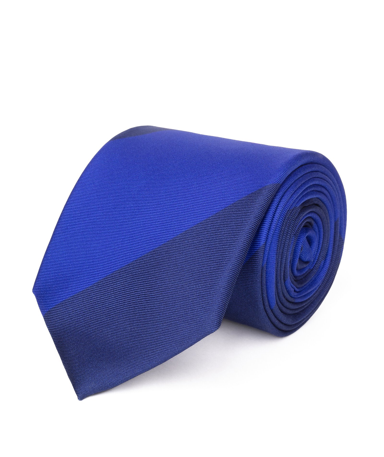 Image of Cravatta su misura, Lanieri, Blu e Blu elettrico Regimental in twill di Seta, Quattro Stagioni | Lanieri