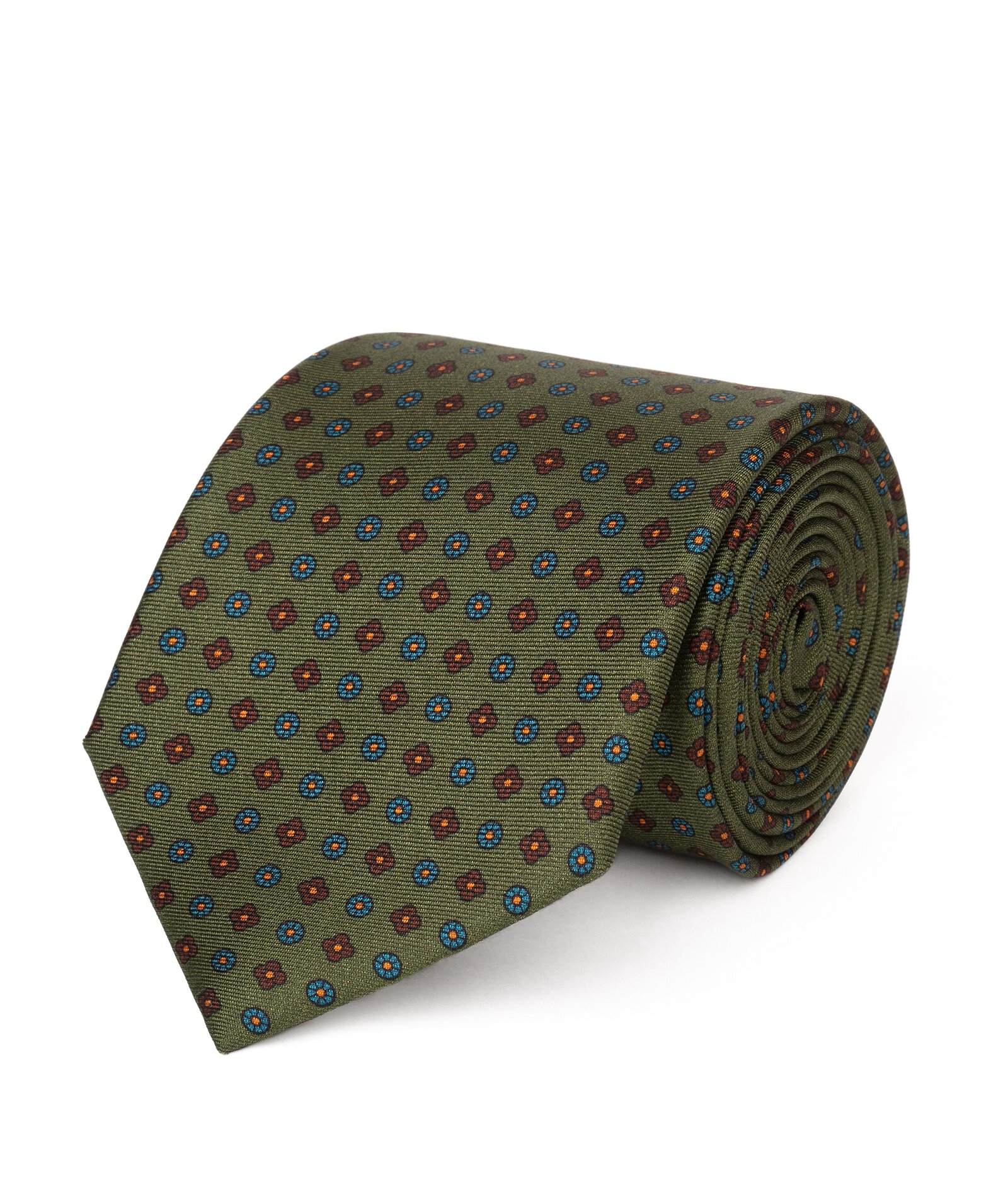 Image of Cravatta su misura, Lanieri, Verde Floreale twill di Seta, Quattro Stagioni | Lanieri