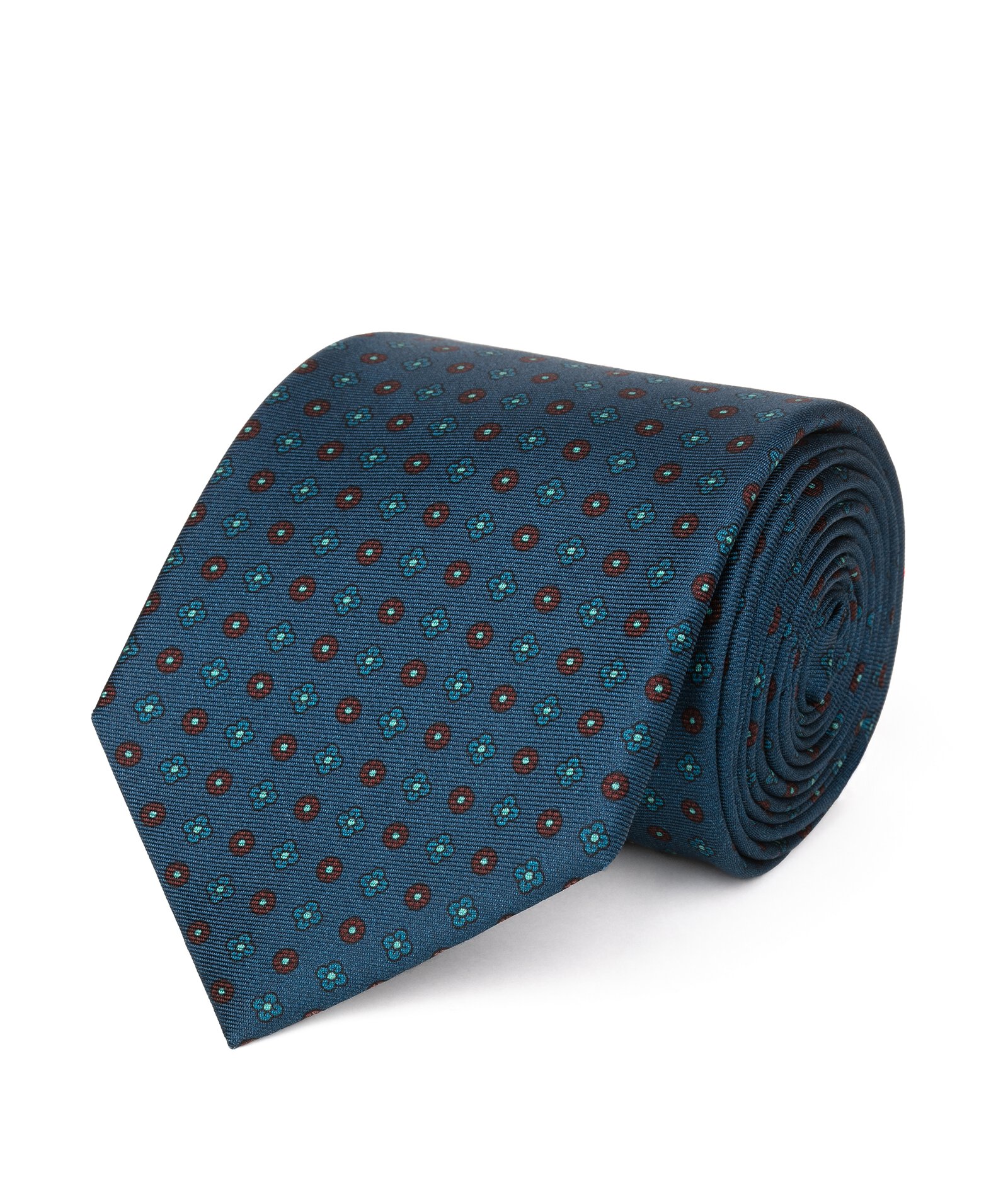 Image of Cravatta su misura, Lanieri, Blu Floreale twill di Seta, Quattro Stagioni | Lanieri