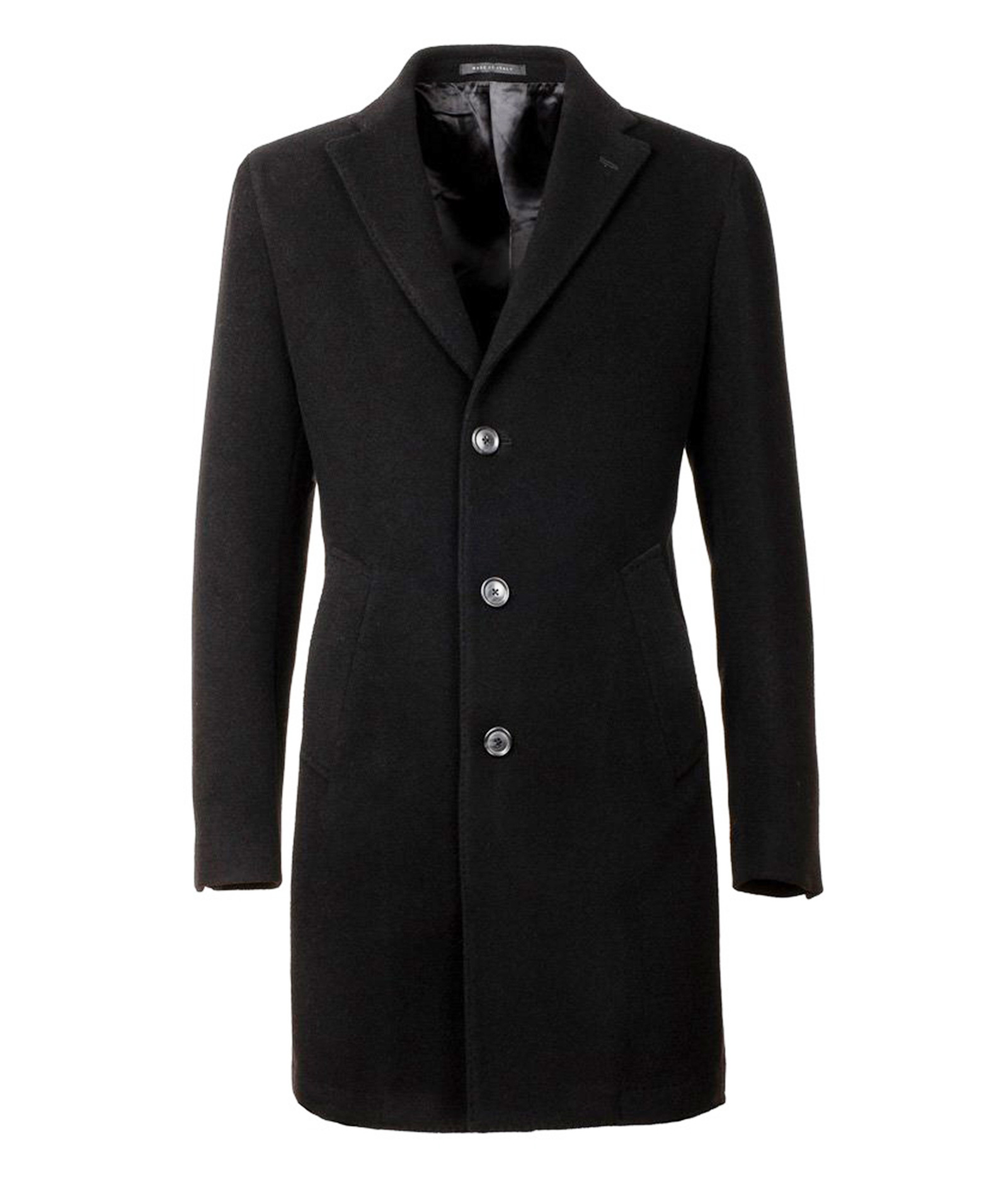 Black in Wool Men's Custom Overcoat, Made to Measure | Lanieri