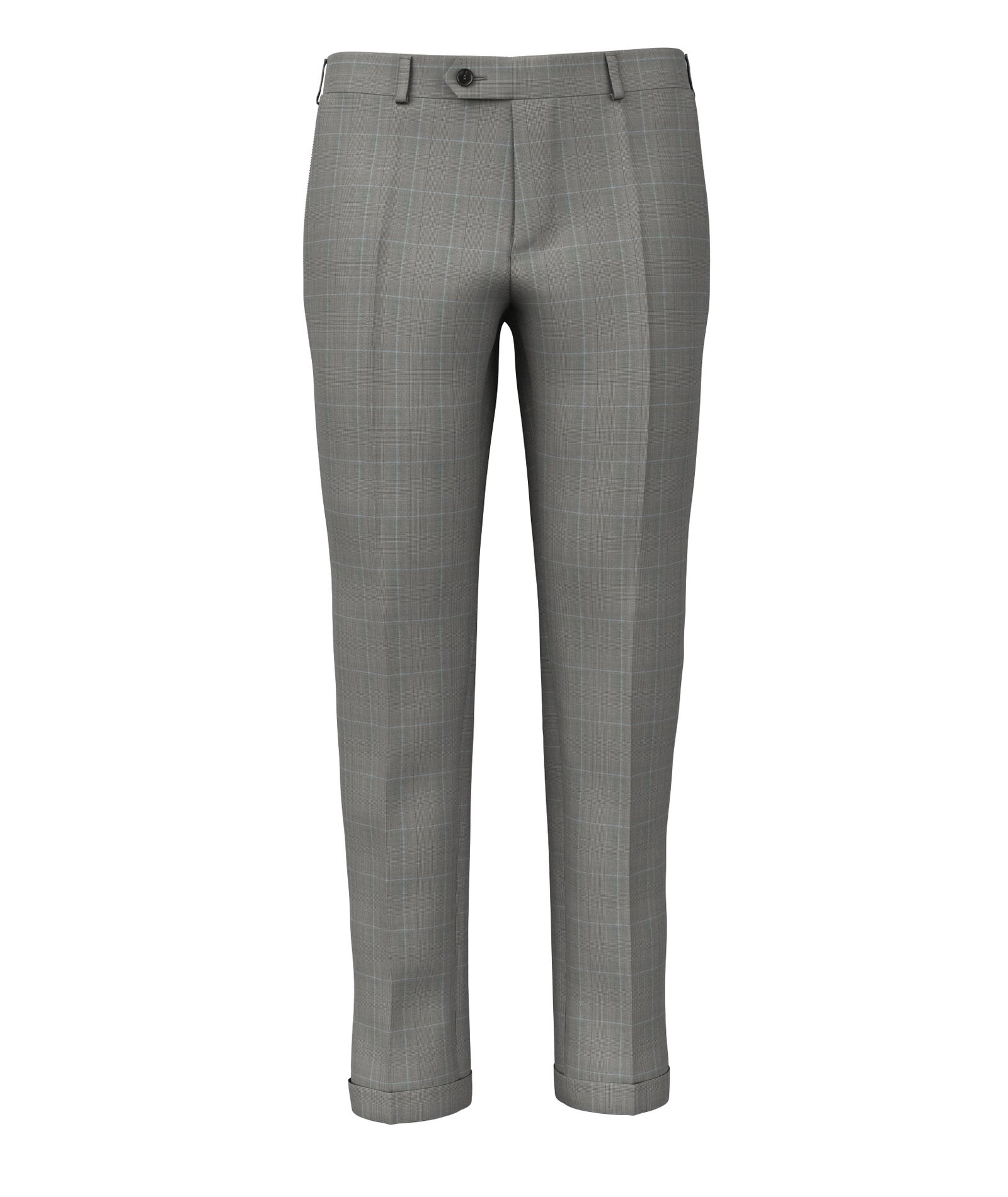 Image of Pantaloni da uomo su misura, Reda, Grigio chiaro in Twill di Lana Principe di Galles, Quattro Stagioni | Lanieri